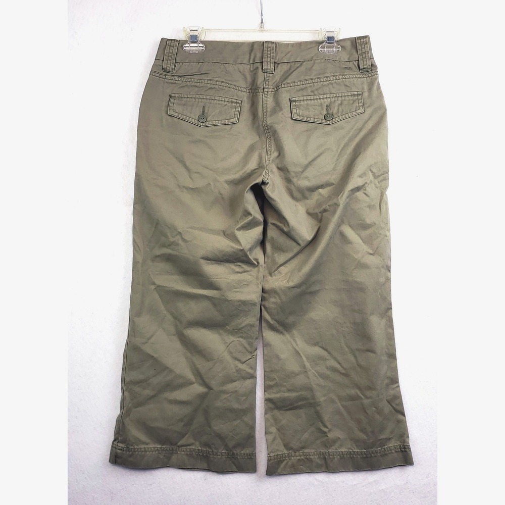 Tommy Hilfiger Cropped Lowrise Wide Leg Pants Khaki Green Chino Women's Size 8 - Picture 2 of 7